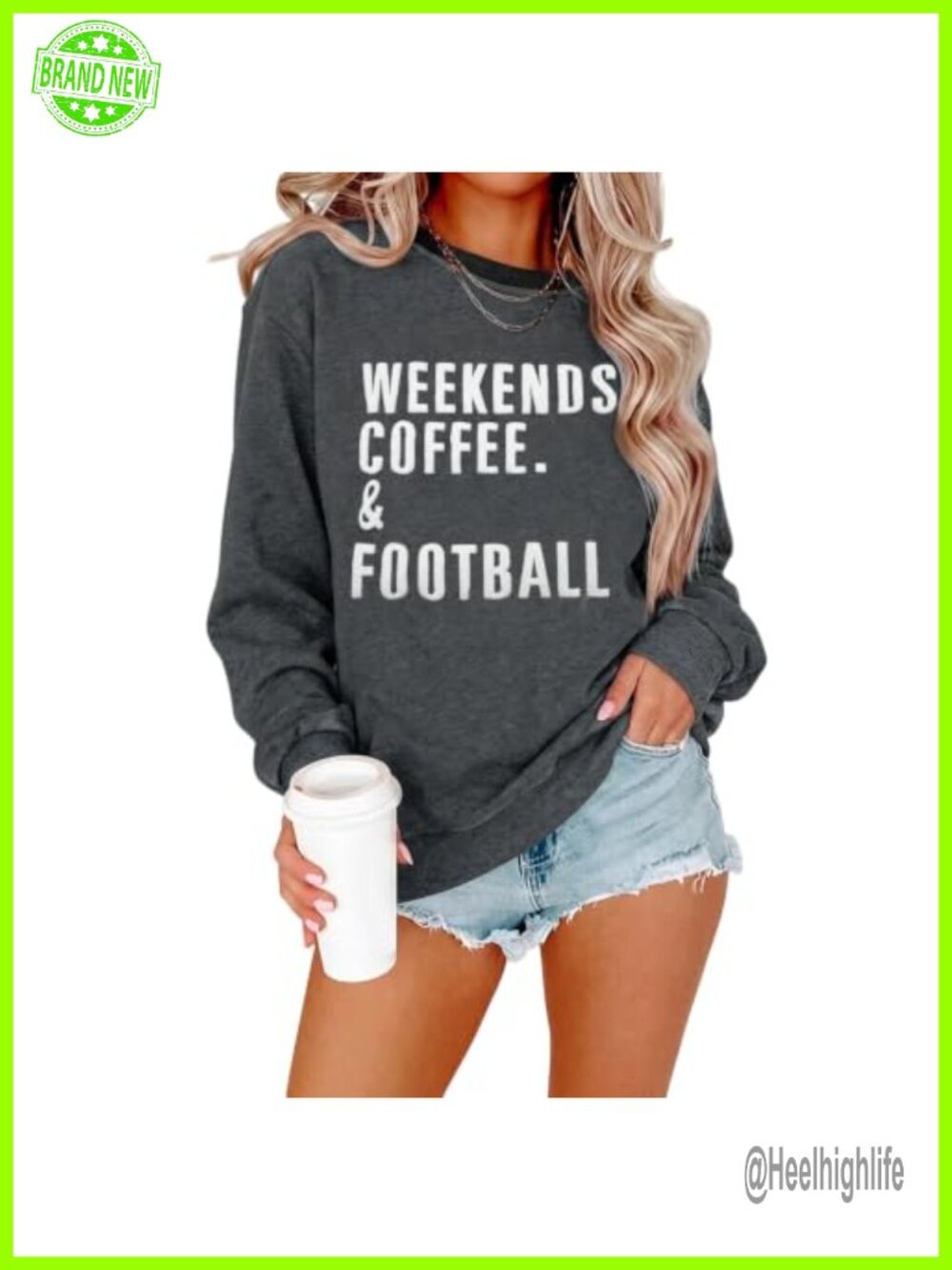 Football Game Day Sweatshirt Women Crewneck Pullover Coffee Football Graphic